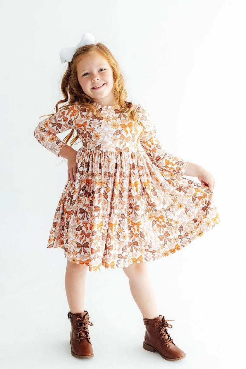 Fall Harvest 3/4 Sleeve Pocket Twirl Dress
