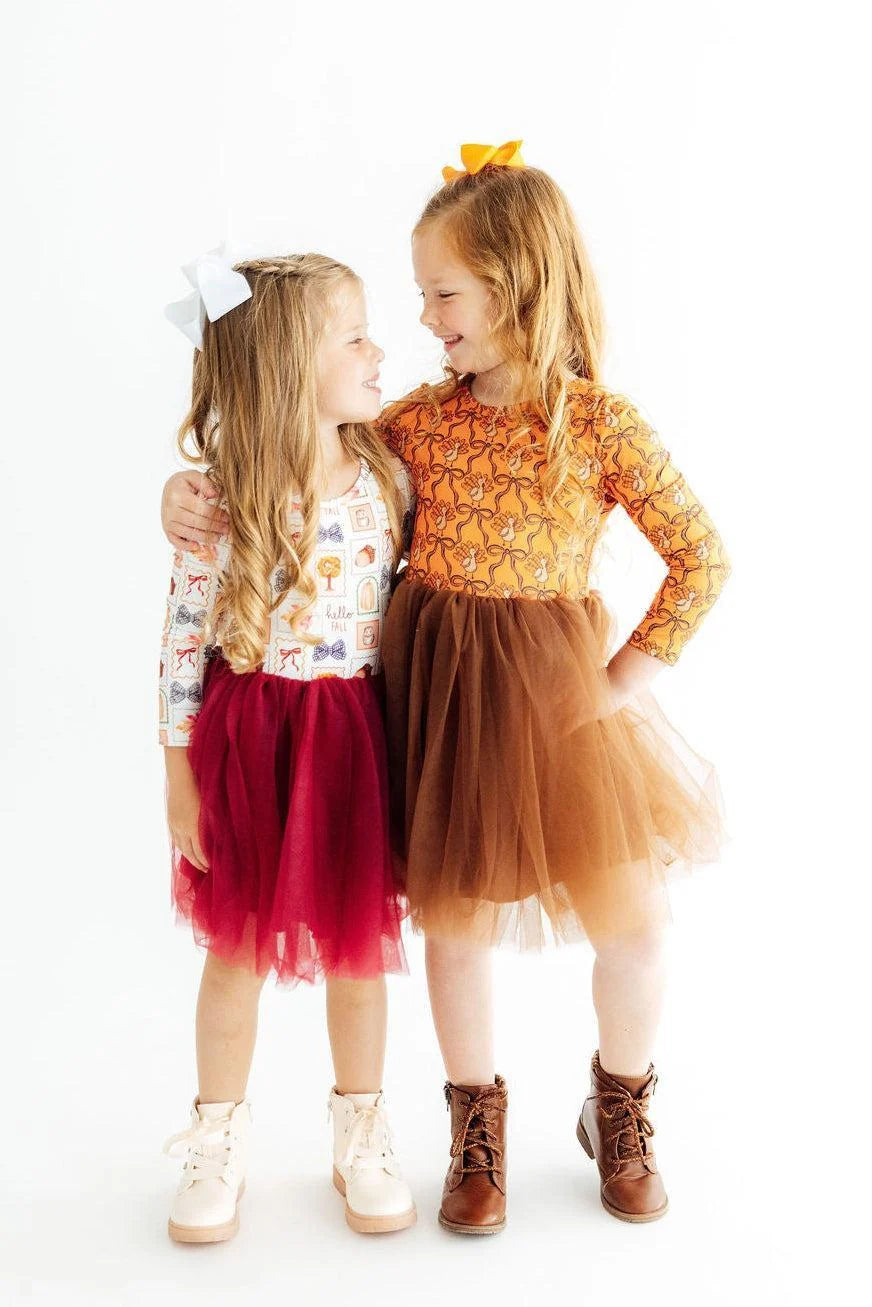 Hello Fall Long Sleeve Tutu Dress