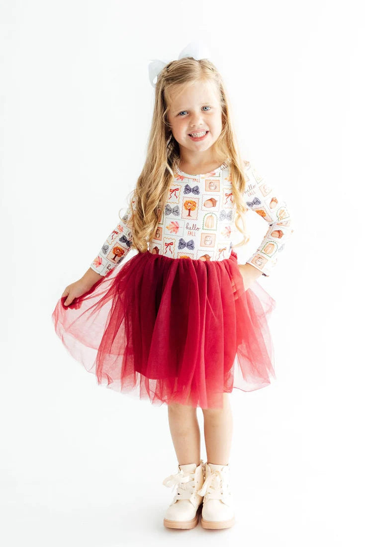 Hello Fall Long Sleeve Tutu Dress