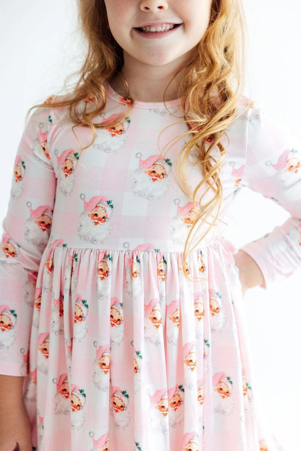 Storybook Santa Long Sleeve Ruffle Hem Twirl Dress