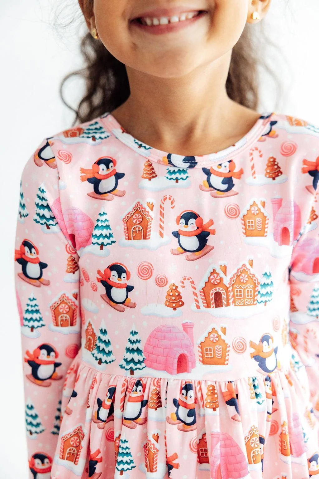 Penguin Party Long Sleeve Pocket Twirl Dress
