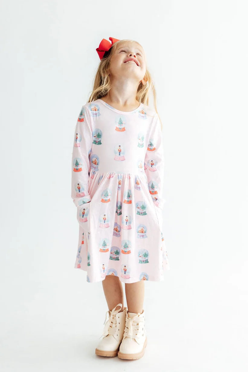 Let It Snow Long Sleeve Pocket Twirl Dress