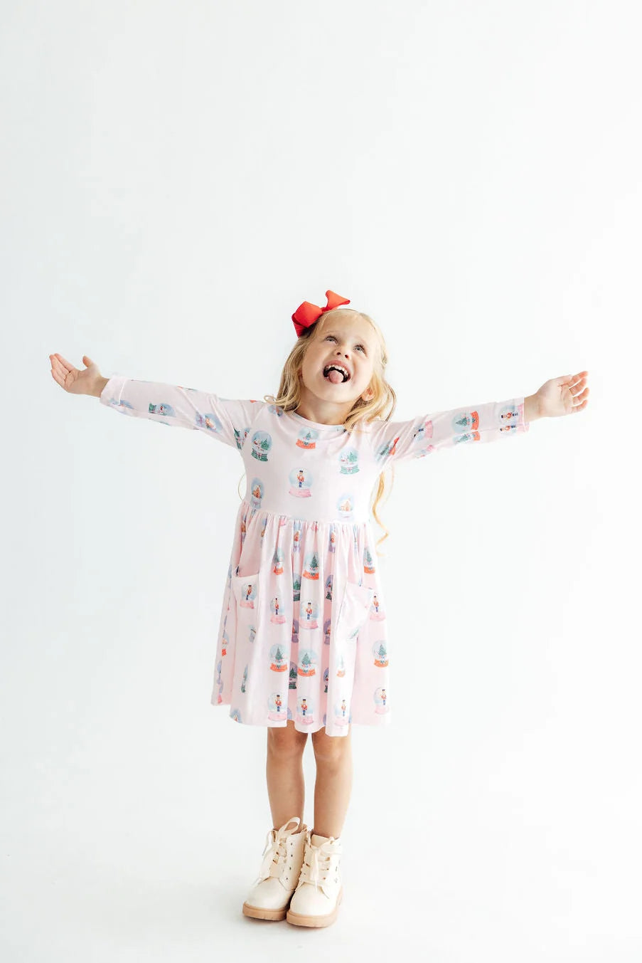 Let It Snow Long Sleeve Pocket Twirl Dress