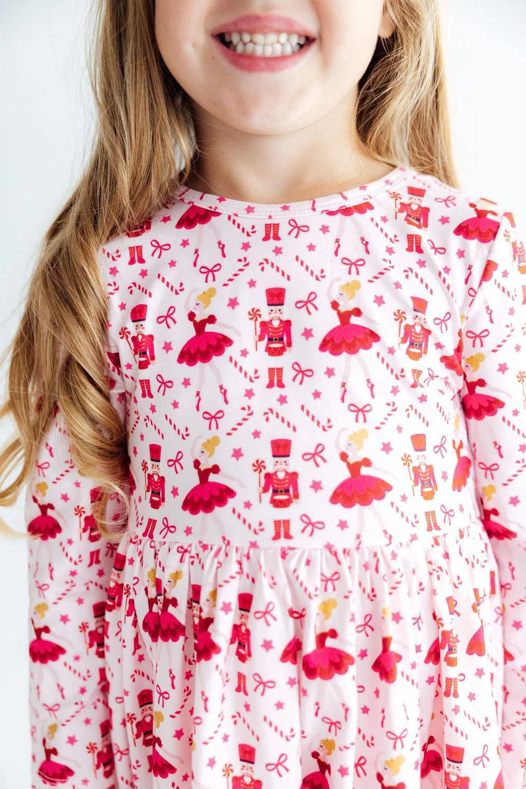 Candy Cane Ballet Long Sleeve Ruffle Hem Twirl Dress