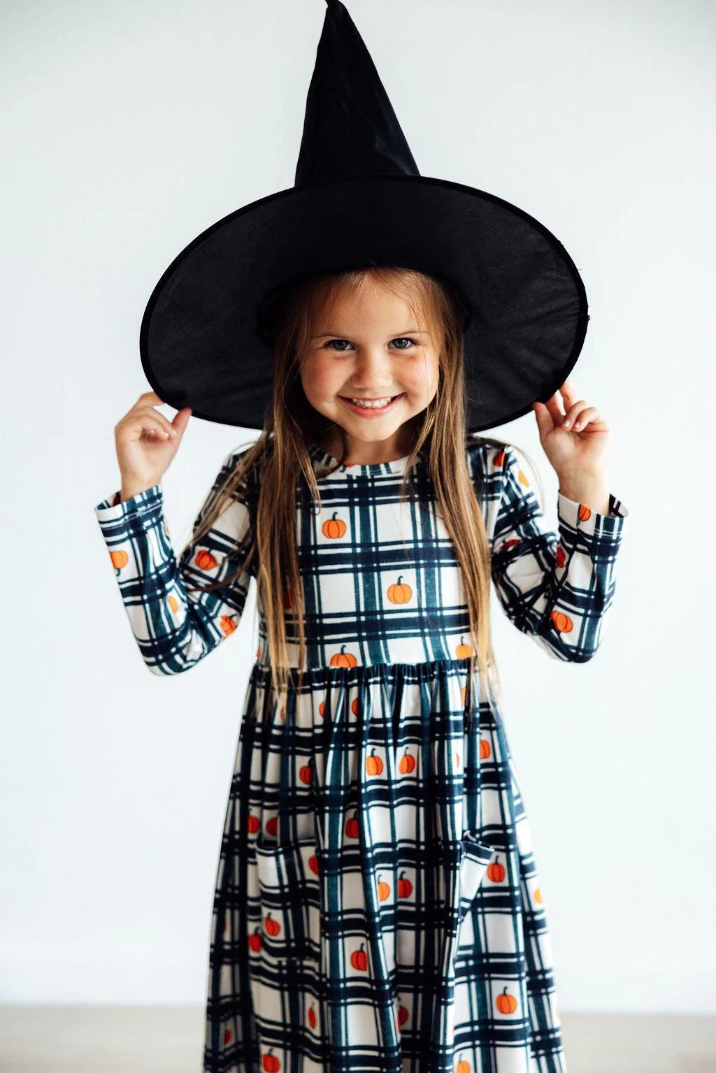 Plaid Pumpkins Pocket Twirl Dress