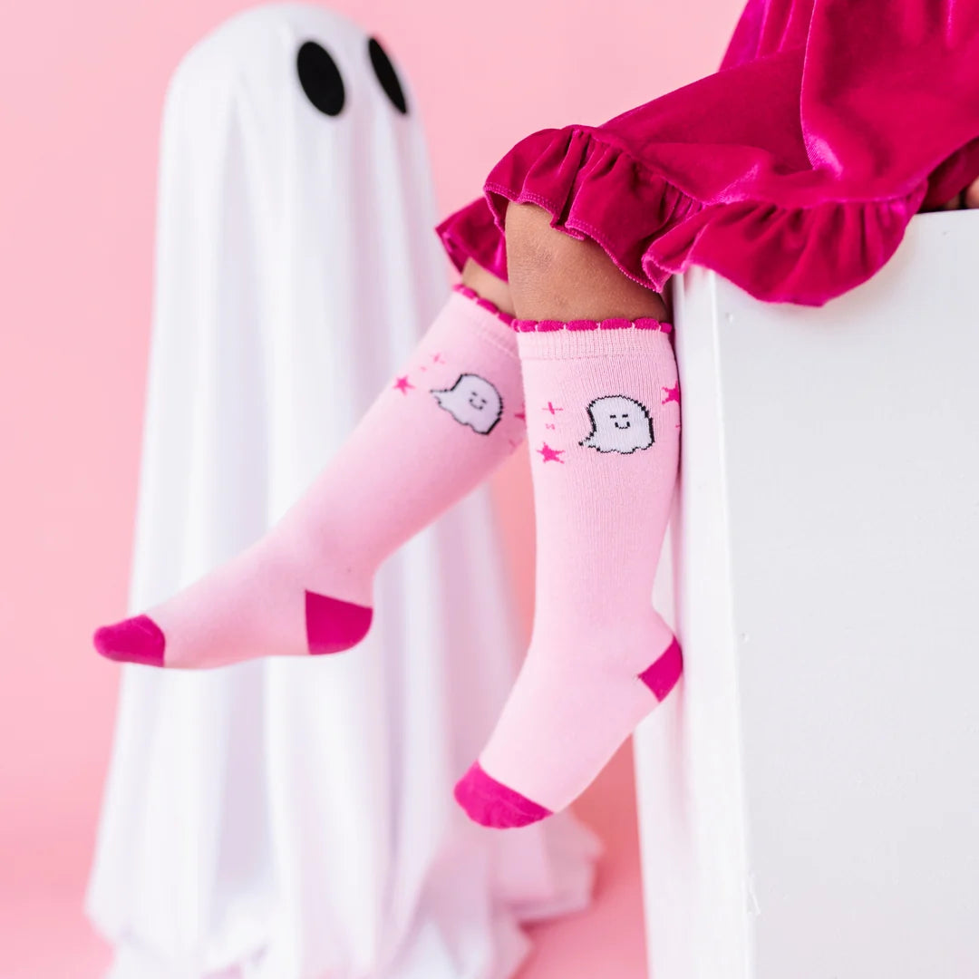 Pink Ghost Knee High Socks