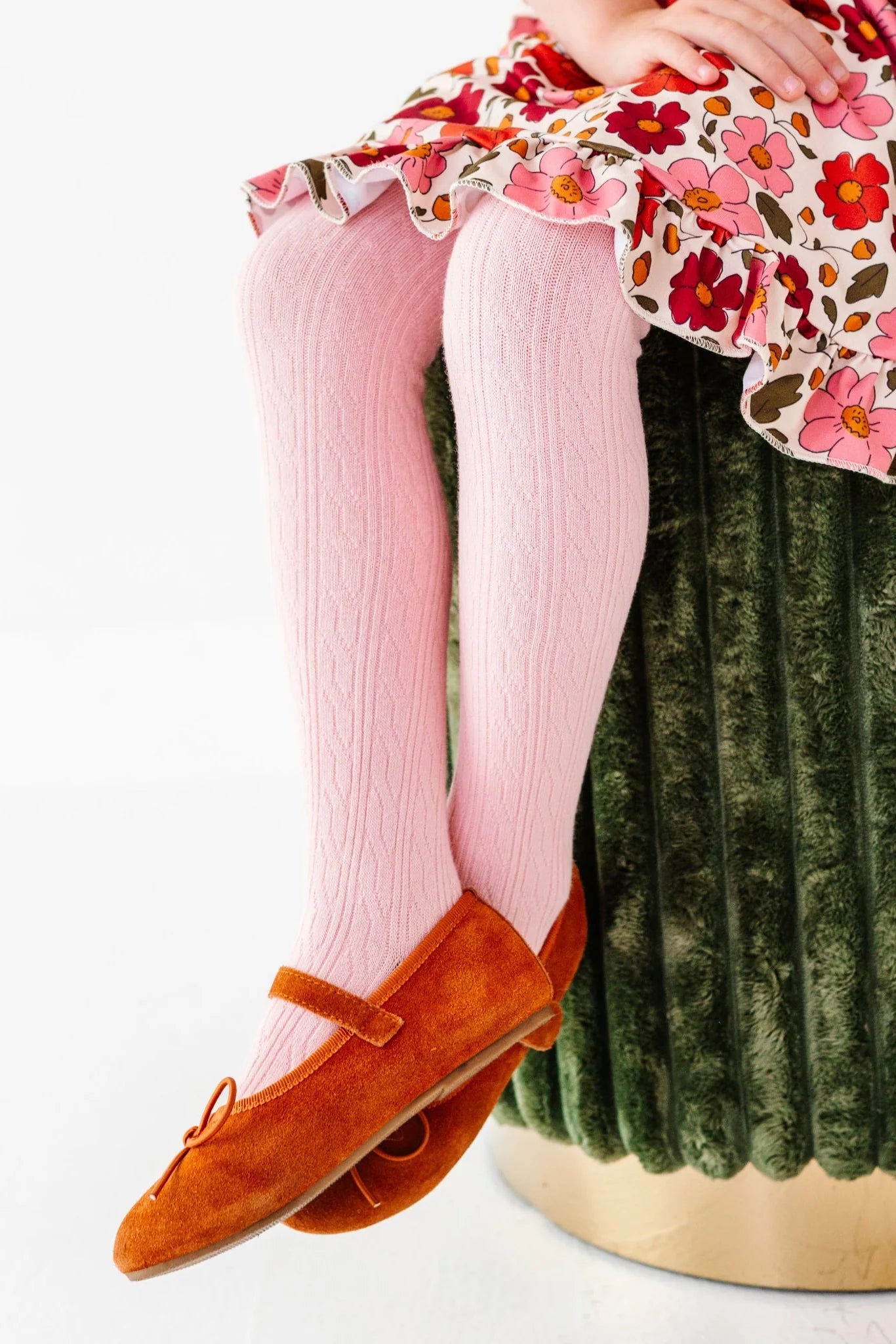 Quartz Pink Cable Knit Tights