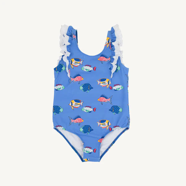 Here Fishy Fishy Ruehling Ruffle Swimsuit