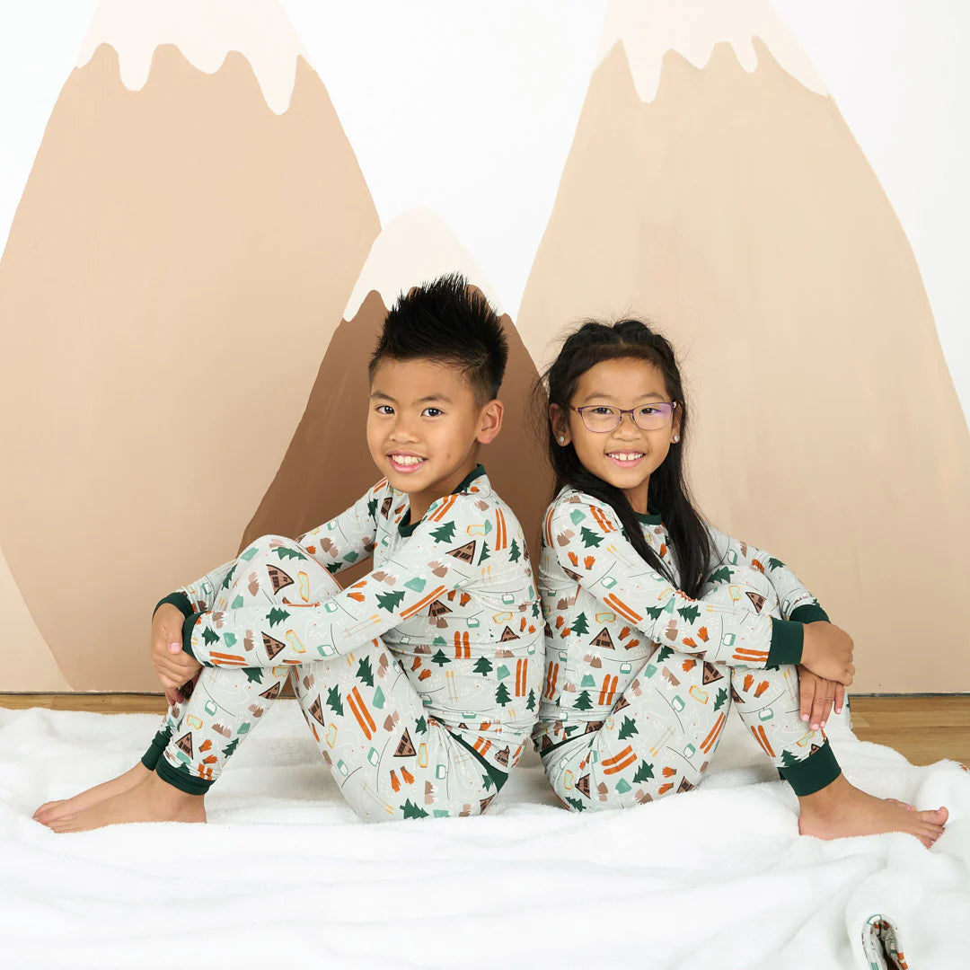 Ski Day Two Piece Bamboo Pajama Set Poppyseed Kids
