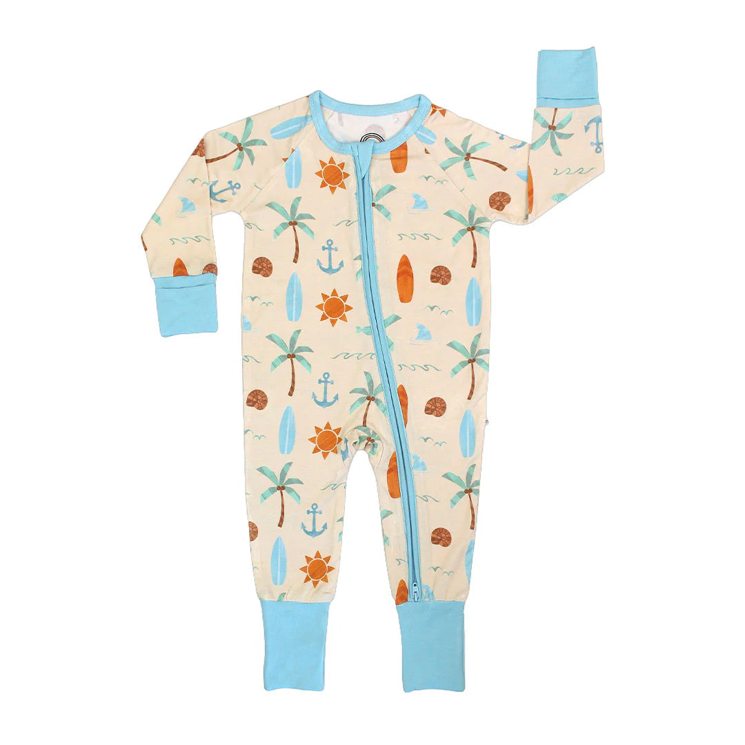 Chasing Waves Surfboard Bamboo Baby Pajamas