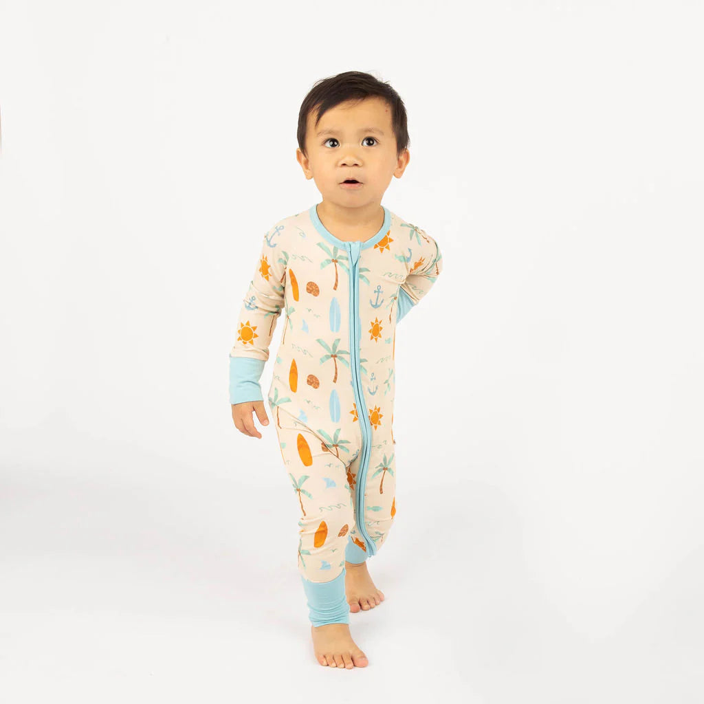 Chasing Waves Surfboard Bamboo Baby Pajamas