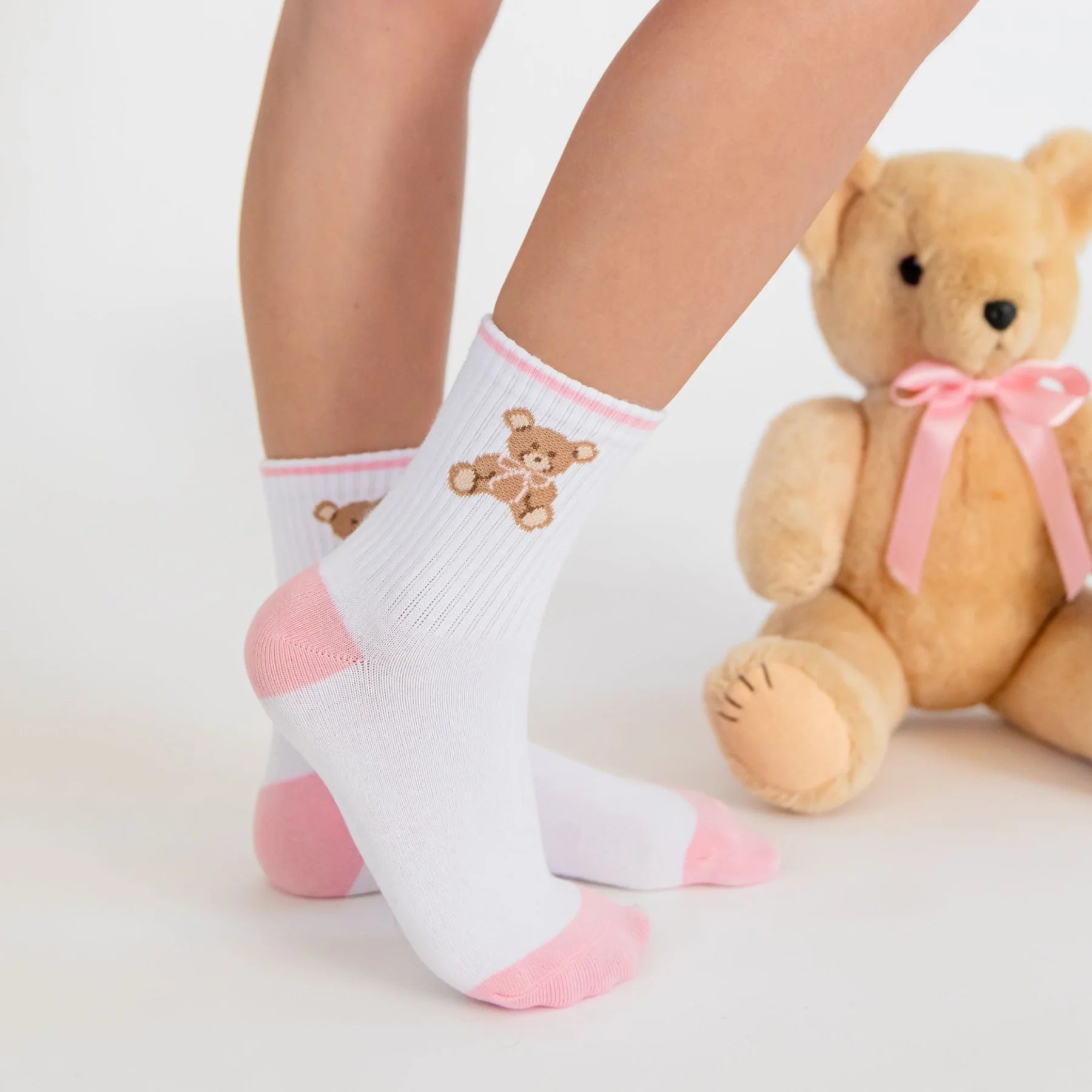 Crew Socks 3-Pack | Teddy Bow