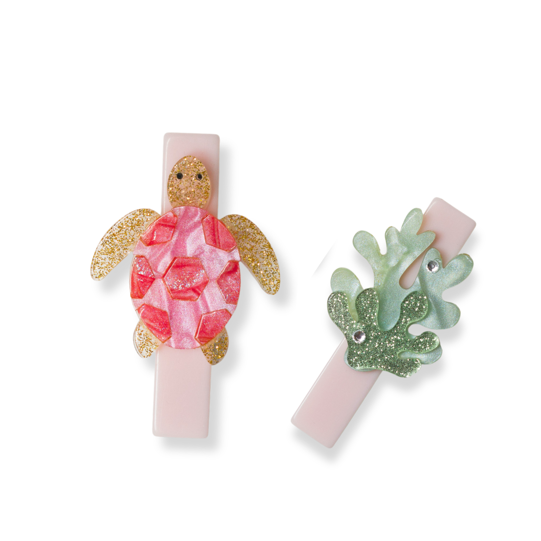 Sea Turtle Pink Hair Clips