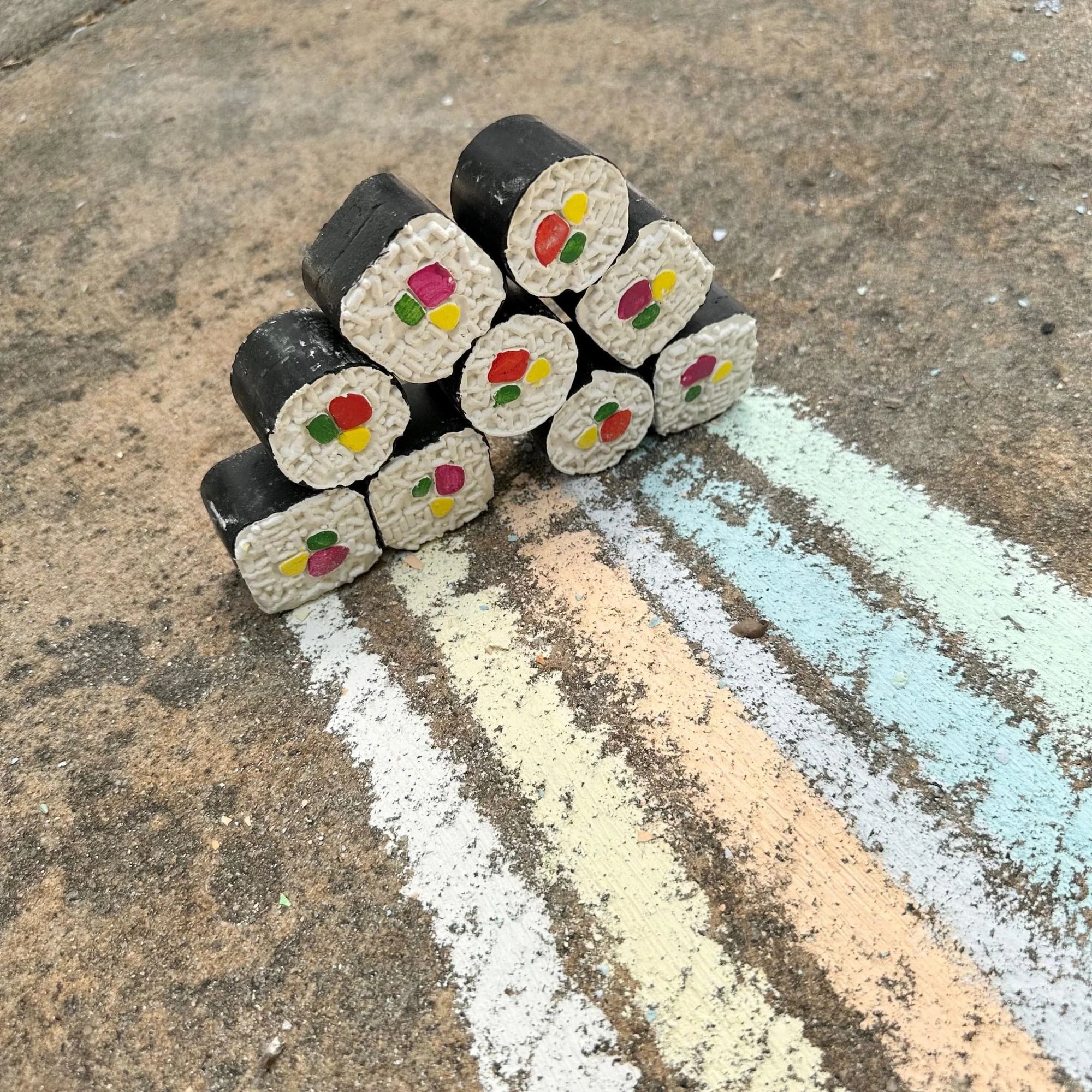 Sushi Maki Roll Sidewalk Chalk