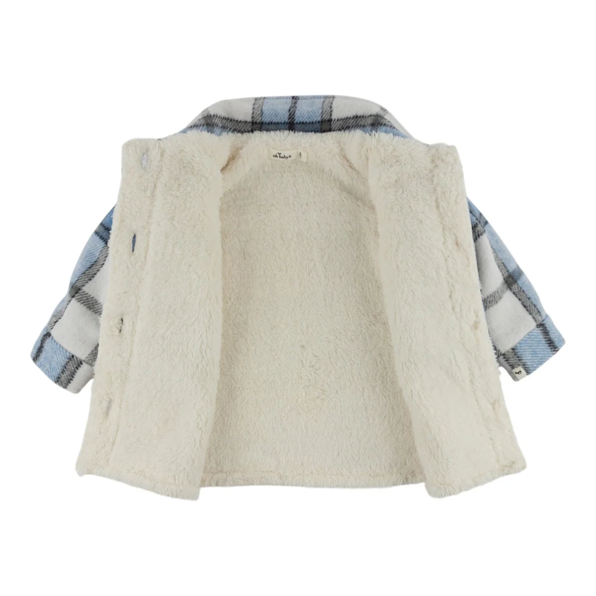 Plaid Sherpa Shacket | Dusty Blue