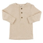 Tan Henley Long Sleeve Tee