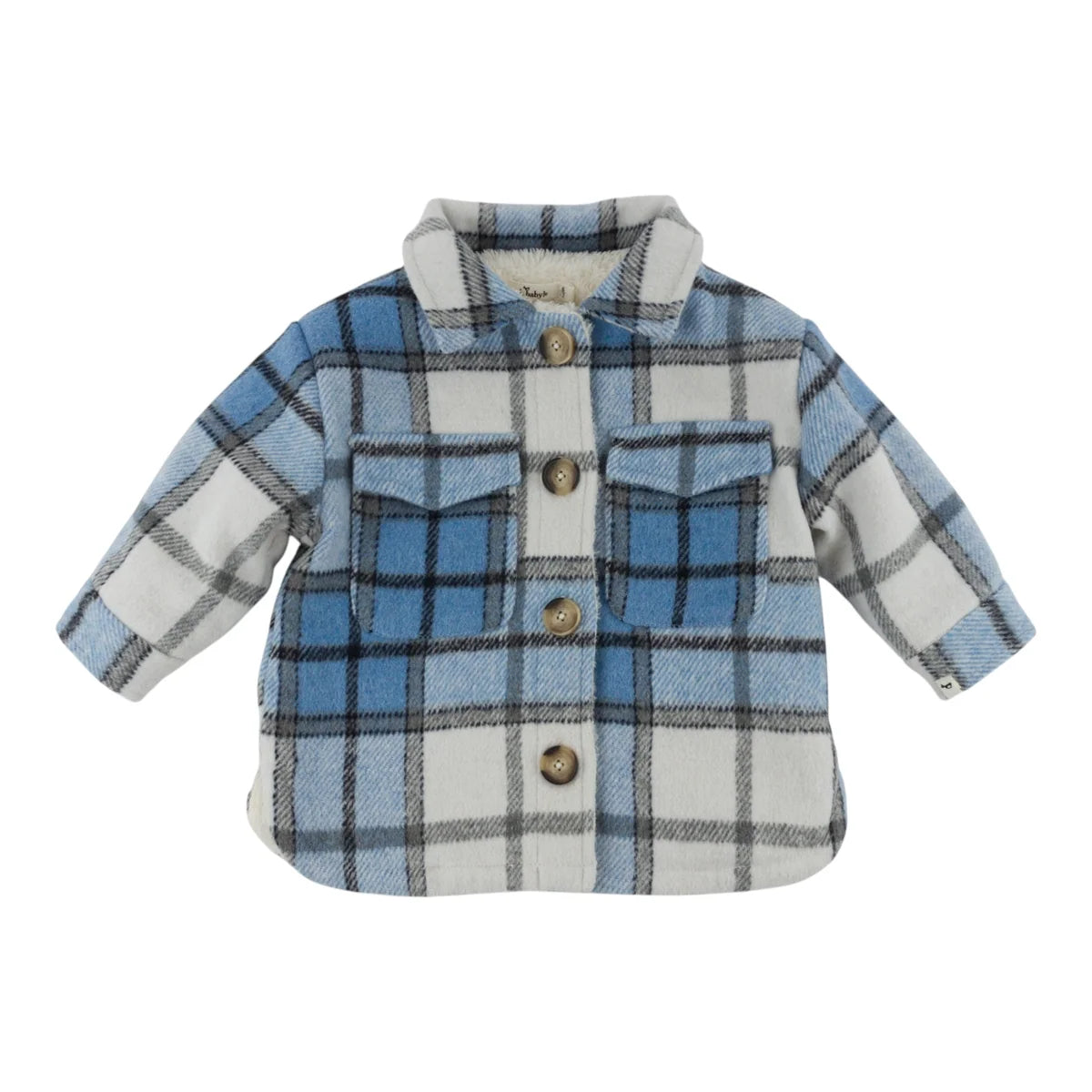 Plaid Sherpa Shacket | Dusty Blue