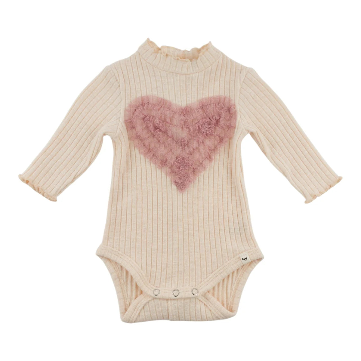 Mock Neck Onesie with Ruffle Heart