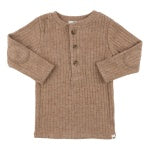 Brown Henley Long Sleeve Tee