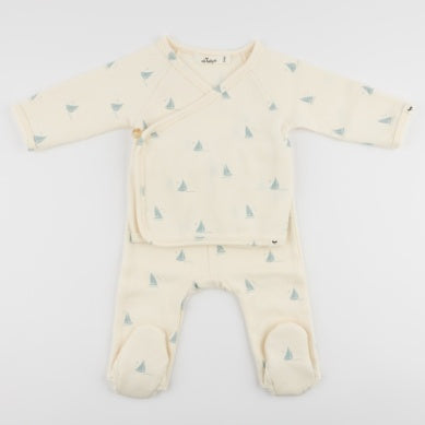 Mini Sailboats Kimono Footie Set