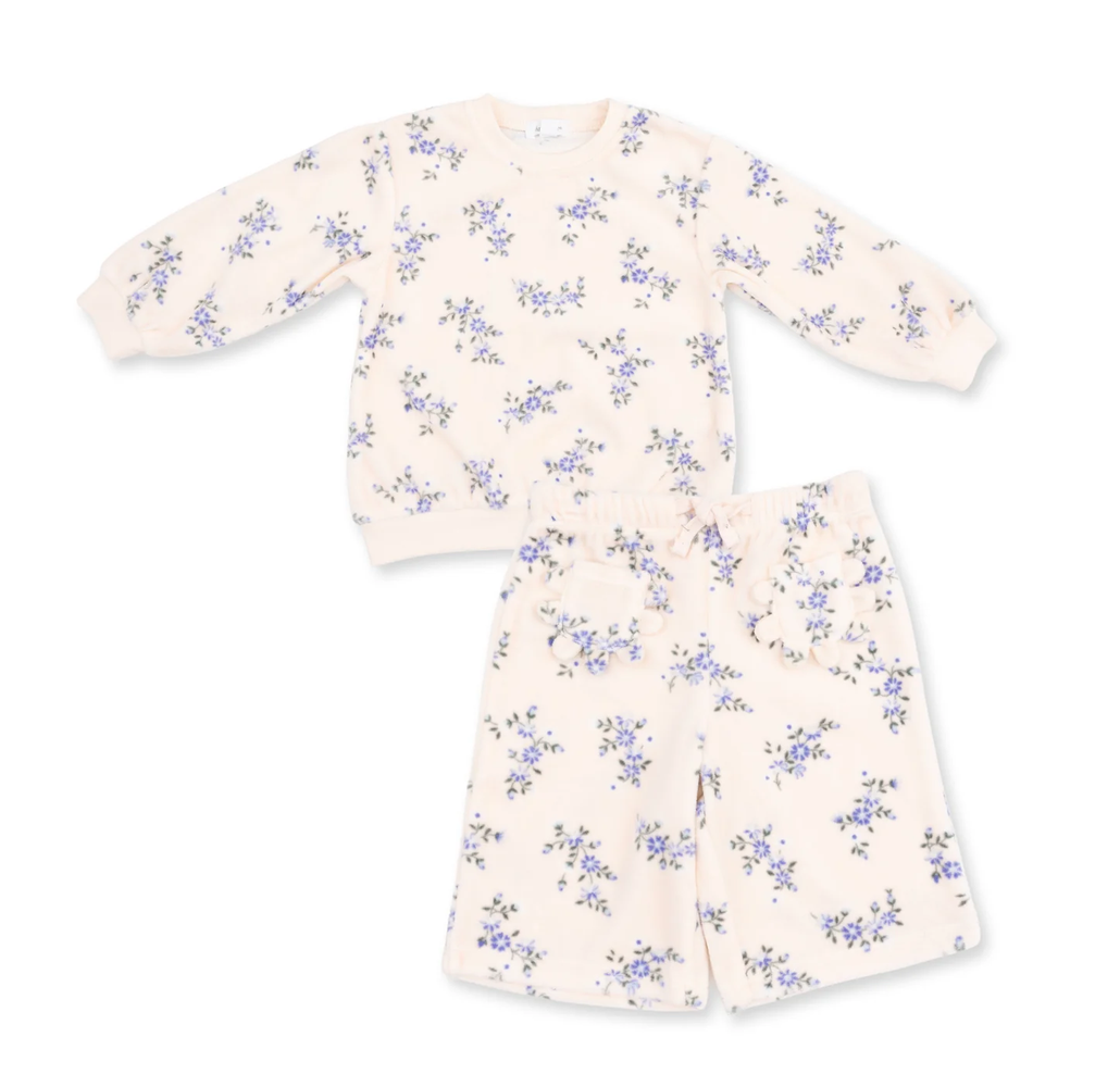 Sweet Hanna Floral Velour Oversized Sweatshirt and Wide Leg Pant