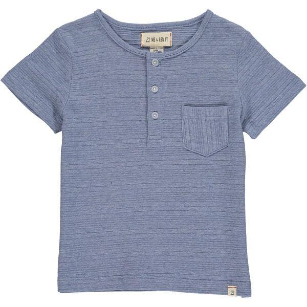 Blue Ribbed Henley Tee