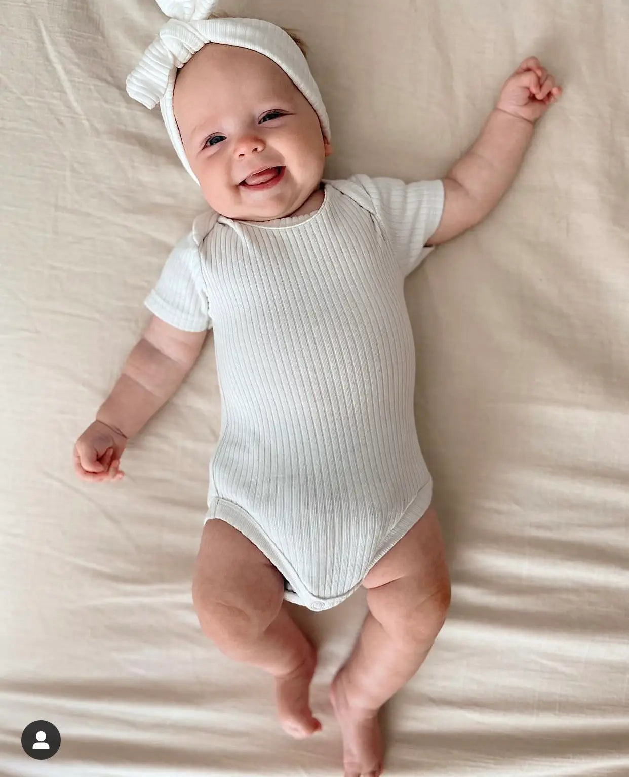 Baby Bodysuit Organic Ribbed Cotton Short Sleeve