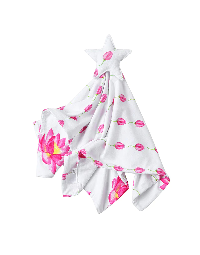 Organic Cotton Muslin Lovey Security Blanket With Plush Toy