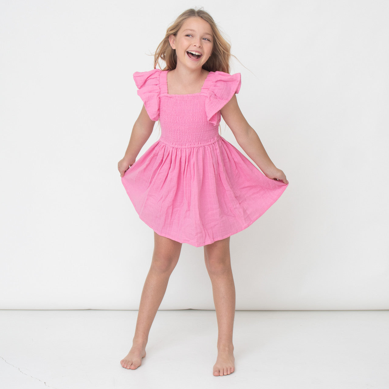 Smocked Cover Up Dress in Pink