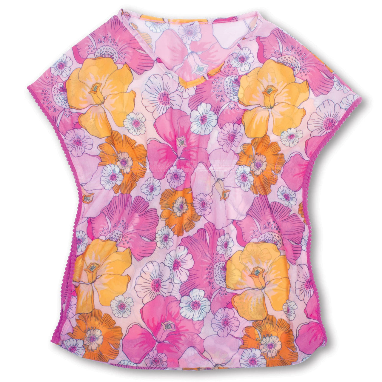Pom Pom Blooming Hibiscus Kaftan Cover up