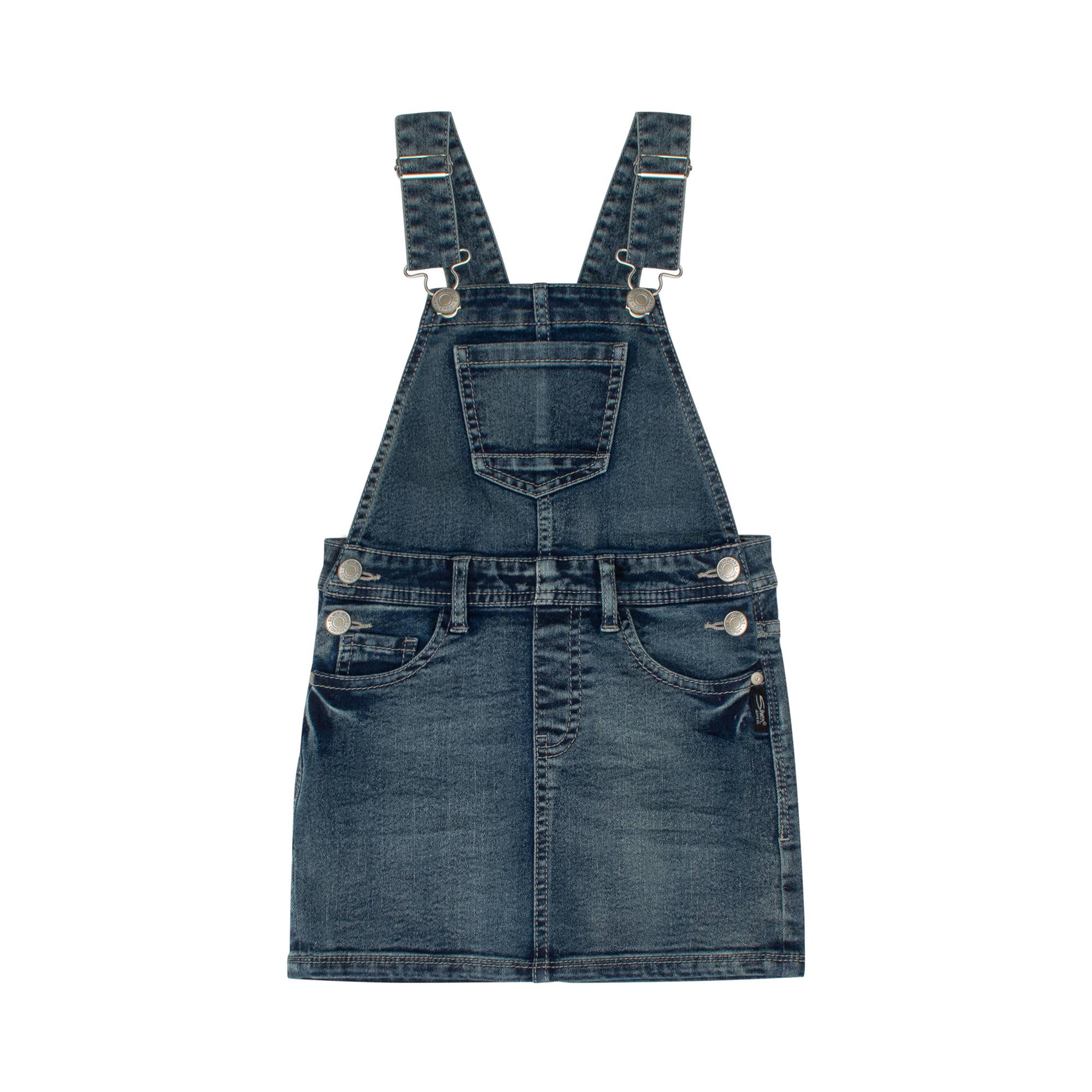 Girls Denim Skirt Overalls - Poppyseed Kids