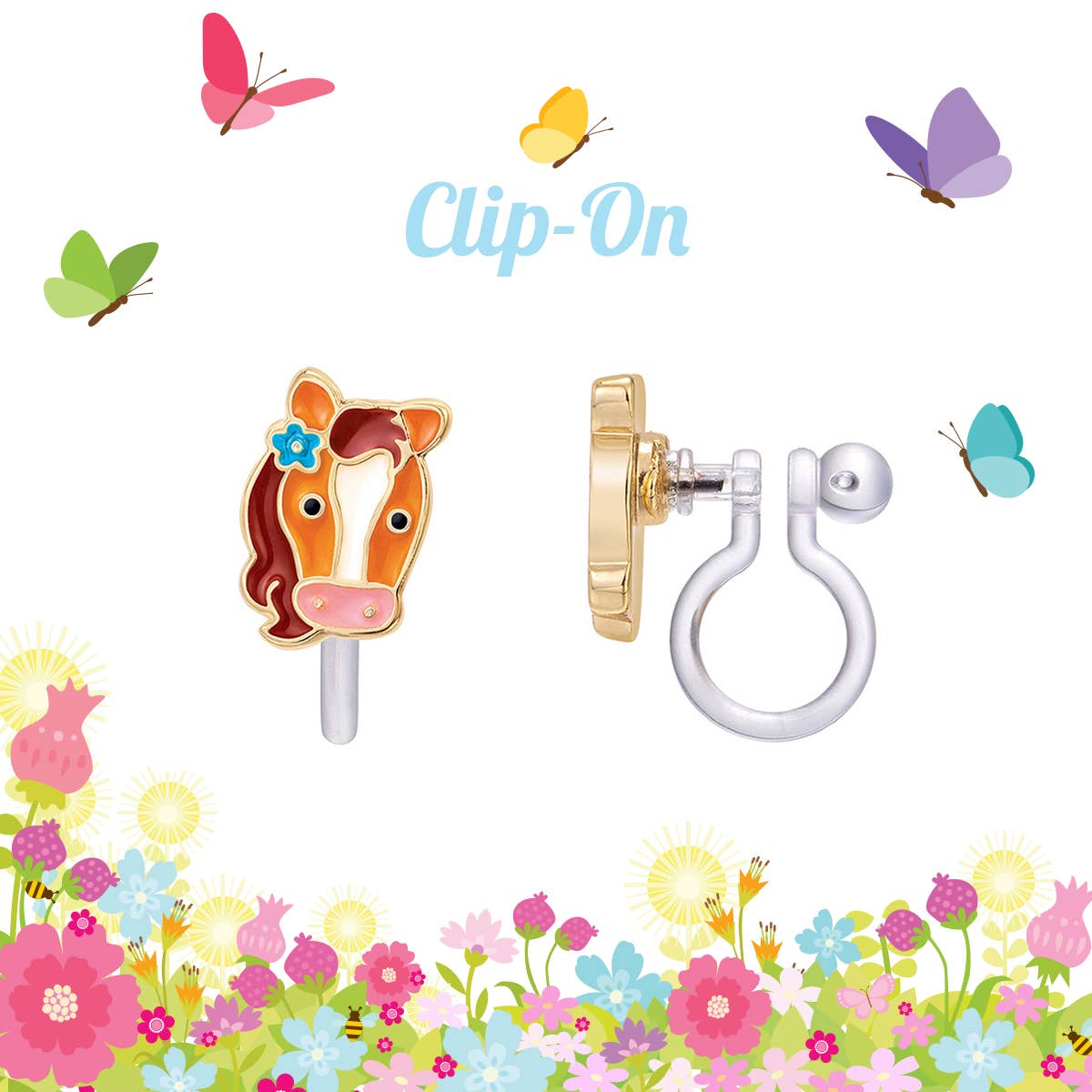 CLIP ON Cutie Earrings - Pretty Pony
