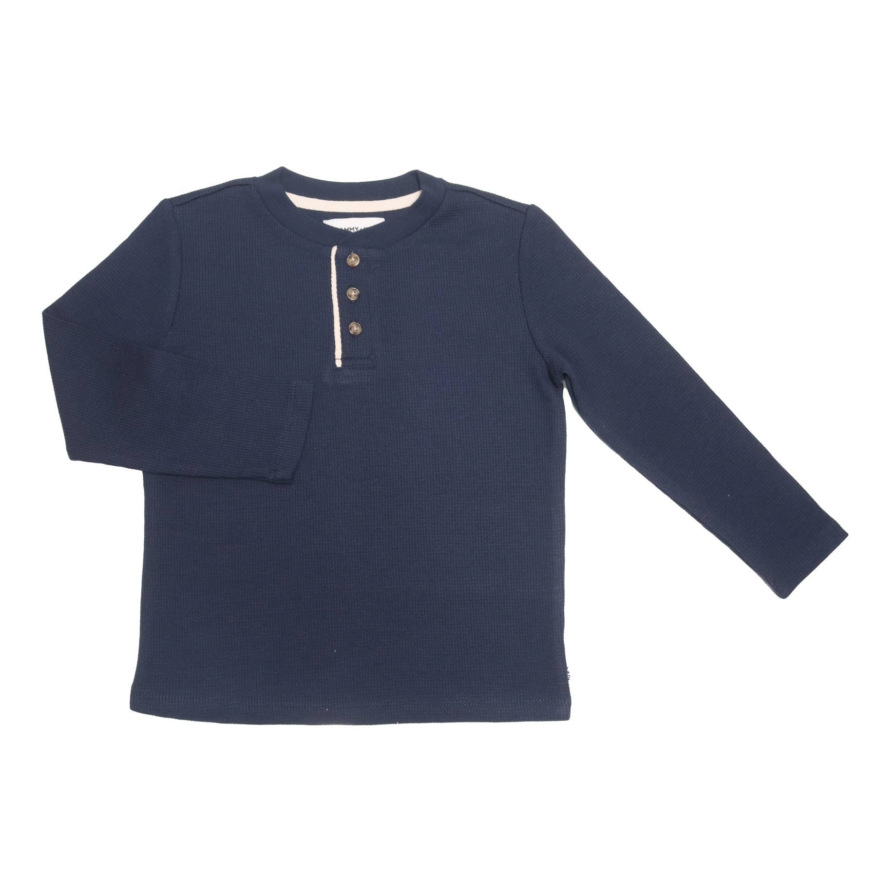 Tommy Waffle Henley in Navy Iris