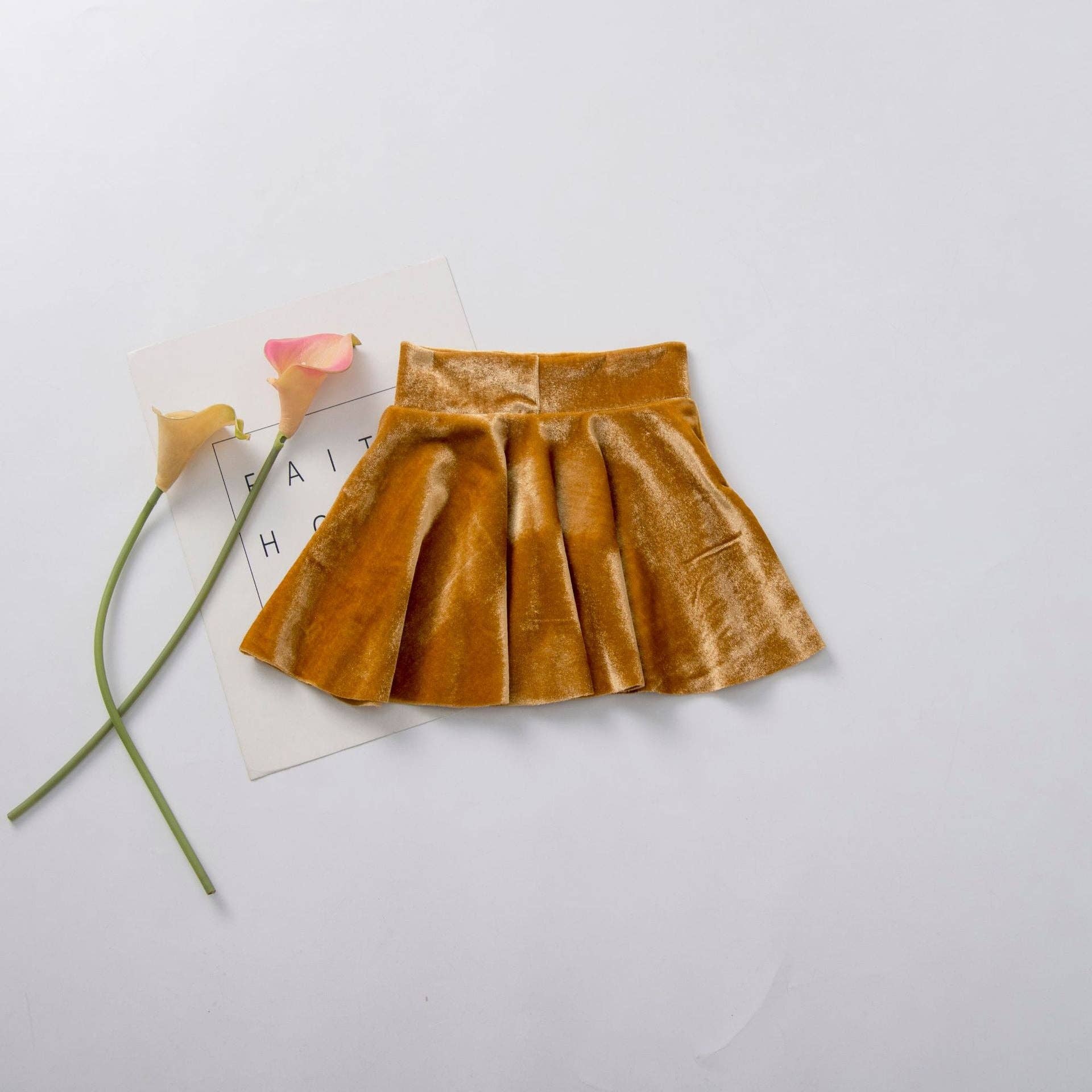 Girl's Velvet Pleated Skirt