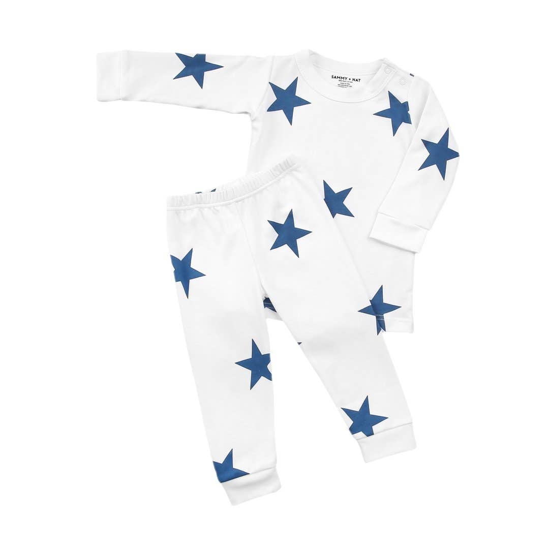 Bold Star Pajama Set in Blue