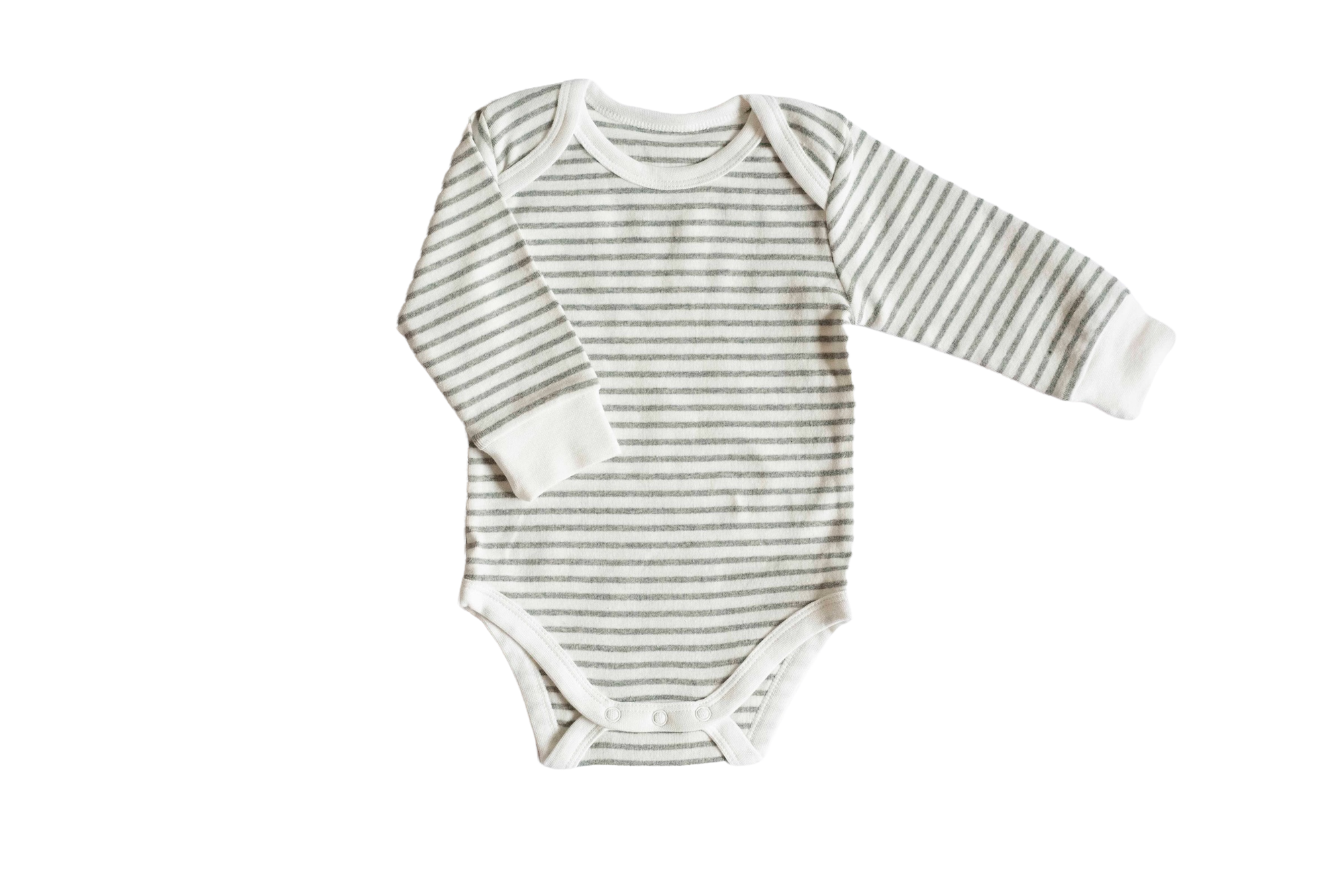Organic cotton bodysuit long sleeve with pink stripes